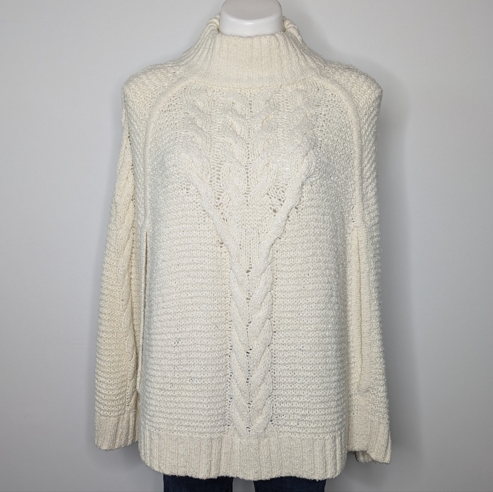Draper James Grace & Charm off white cable knit poncho sweater XS/S